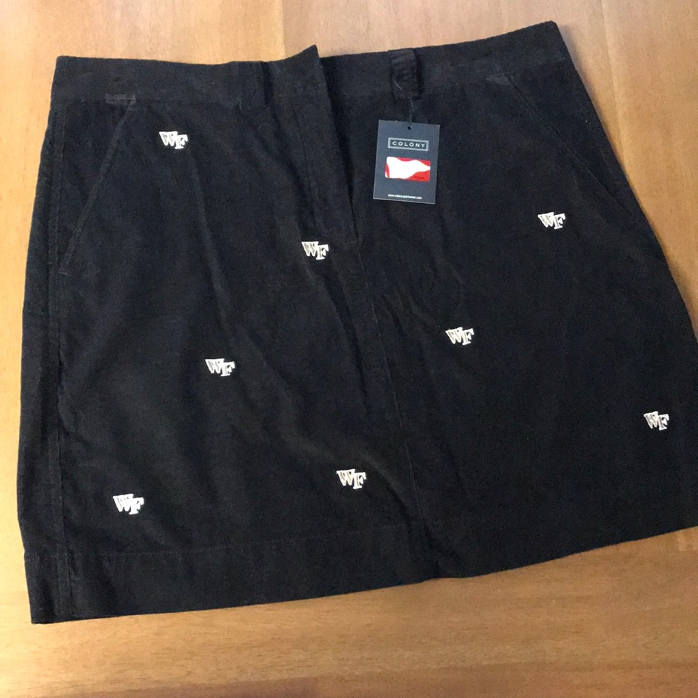 Wake Forest black courderoy mini-skirt.